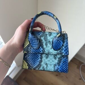 Blue Snake Print Handbag